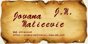 Jovana Maličević vizit kartica